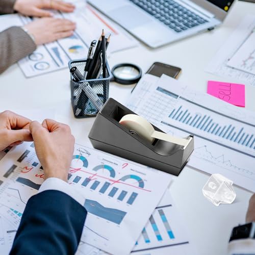 12-Teiliger Halbautomatischer Klebebandspender, Kunststoff-Klebebandspendereinsatz Klebebandspenderrolleneinsatz Klebebandspenderteile für Schulbüro und Heimbedarf (Transparent)