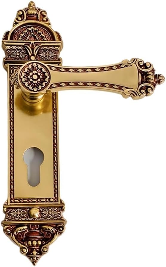 Vintage Mute Room Door Lock Indoor Solid Wood Lockset Copper Classic Locks