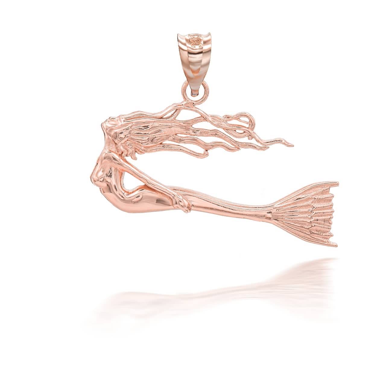 Exquisite 14k Rose Gold Classic Fairytale Enchanted Sea Mermaid Pendant Necklace - Choice of Chain Length