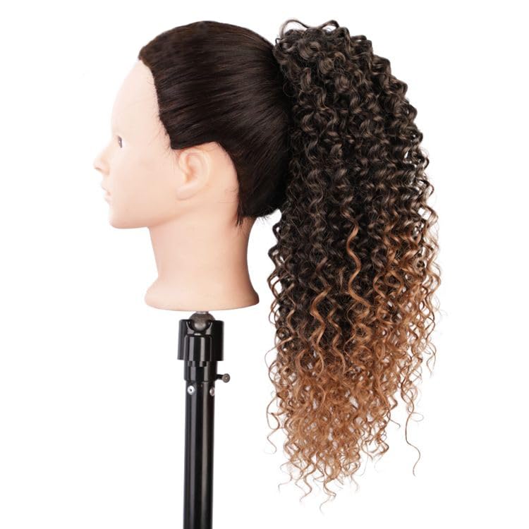 Aiokrtse Curly Ponytail Extension Synthetic Hair Curly Drawstring Ponytail Hair Pieces for Women 14 inches #T1b/30 Colour - Image 2
