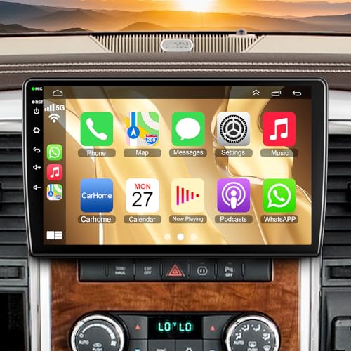 (8Core + 64GB) 10.2 Inch QLED Touch Screen Car Radio for Dodge RAM 1500 2500 3500 2009 2010 2011 2012 with Carplay and Android Auto Support Bluetooth WiFi GPS FM Radio Backup Camera & SWC
