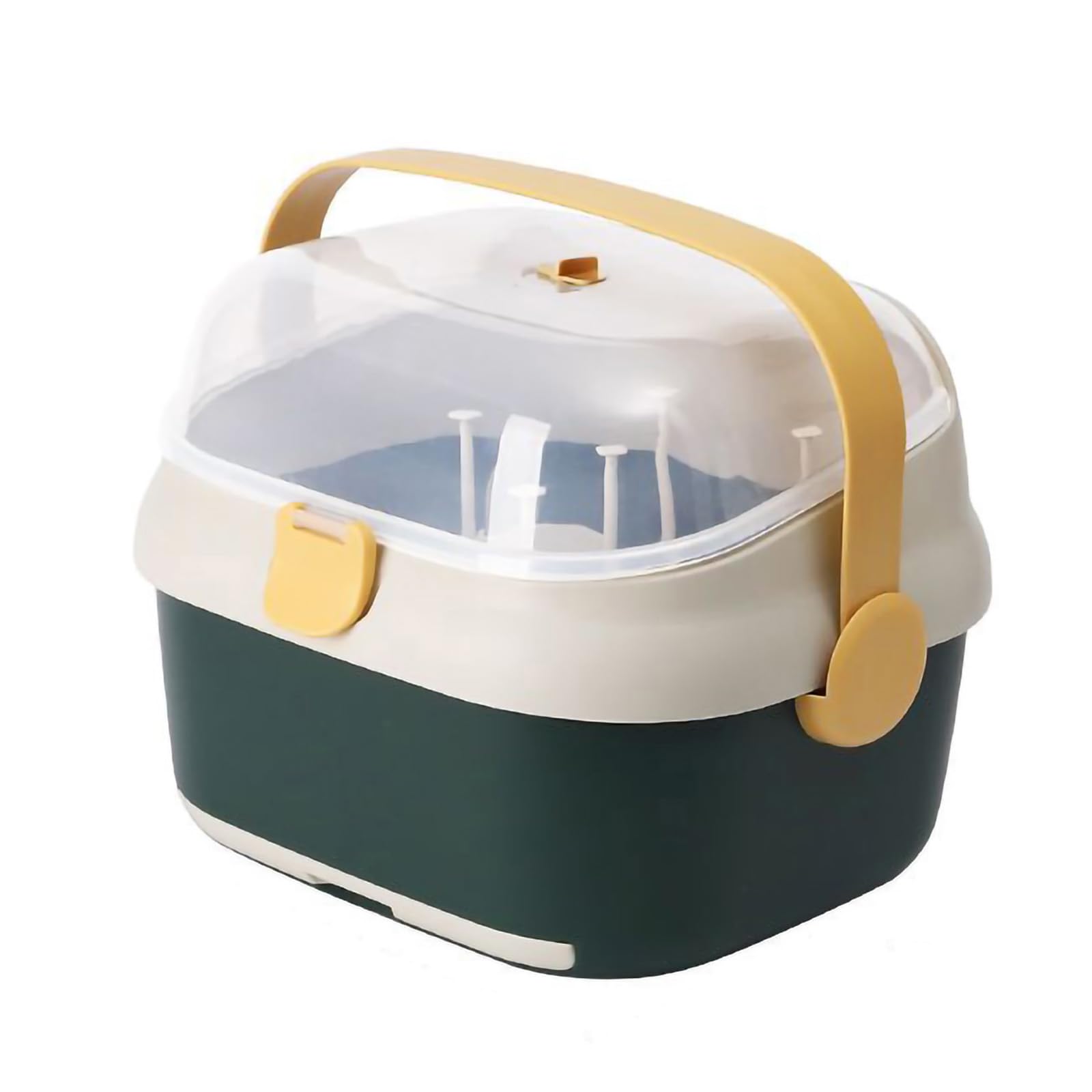 Estante para Secar Biberones con Tapa, Organizador de Caja de Almacenamiento de Biberones de Plástico de Gran Capacidad, Portabotellas para el Hogar, Cocina, Viajes al Aire Libre(#4)