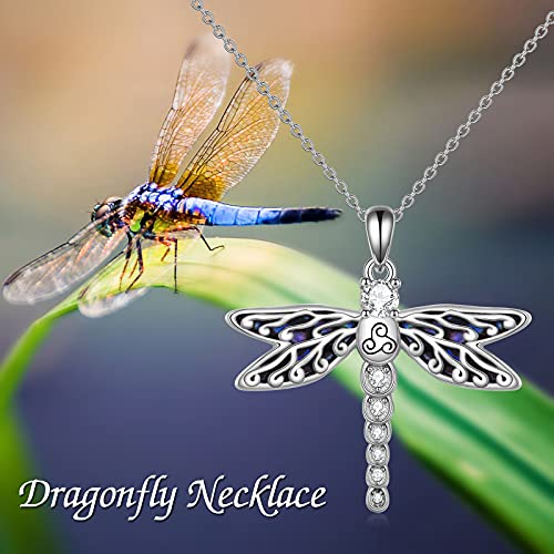 Sterling Silver Dragonfly Necklace Triskele Celtic Dragonfly Gifts Abalone Shell Jewelry for Women Girls - Image 6