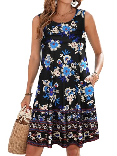 Image of CHICGAL Womens Summer Dresses Casual Loose Pleated Front Tshirt Sleeveless Tank Sundresses with Pockets 2026