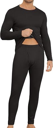 KUYIGO Mens Thermal Underwear Set Winter Warm Base Layer Top Bottom Fleece Lined Long Sleeve Shirt Pants for Cold Weather