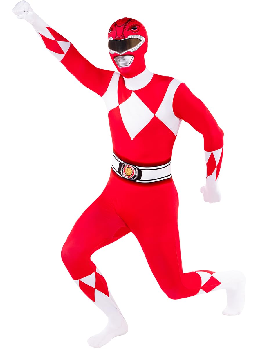 Funidelia Power Ranger roter Ganzkörperanzug für Herren und Damen, Offizielle Lizenz, Größe M Film und Serien, Superhelden - Verkleidung für Erwachsene für Partys, Karneval und Halloween
