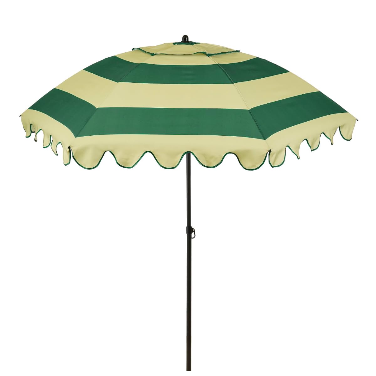 MICA Decoration Neigbarer Sonnenschirm mit Rüschen - Stockschirm 238 x Ø195 cm - Garten oder Balkon Sonnenschutz - Polyester, Stahl - Terra