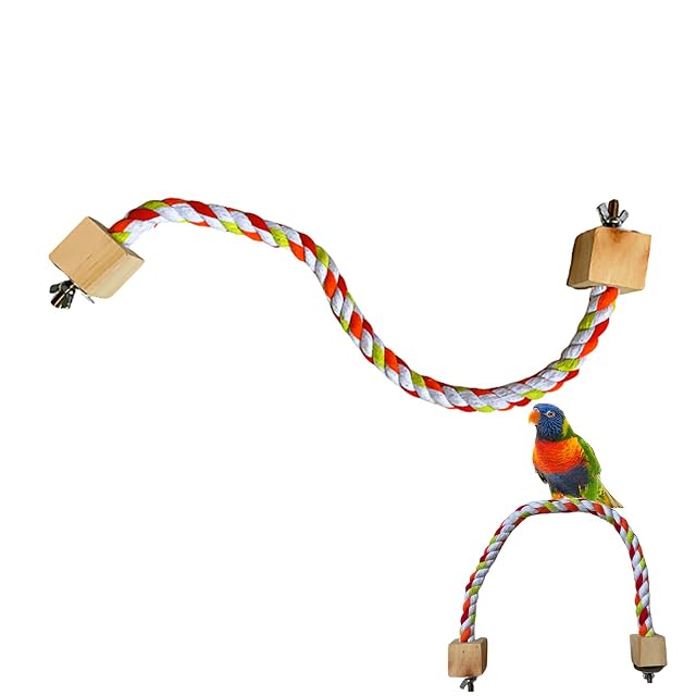 Foto 6 de 8 de Percha de cuerda para pájaros, perchas de cuerda de loro para pájaros grandes, soporte de percha para loros