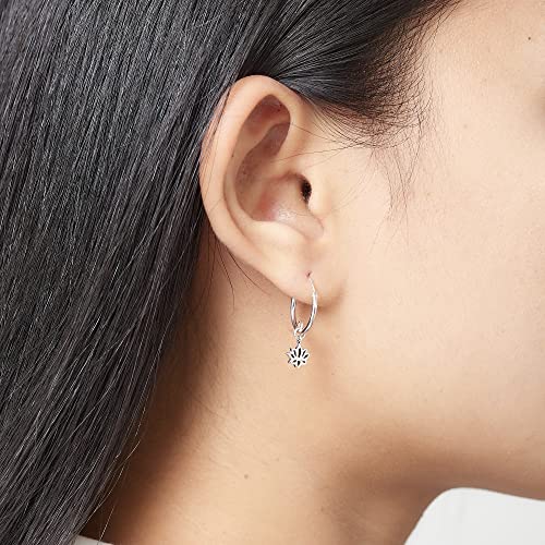 Boma Jewelry Sterling Silver Lotus Blossom Flower Snap Down Closure Tube Hoop Earrings2