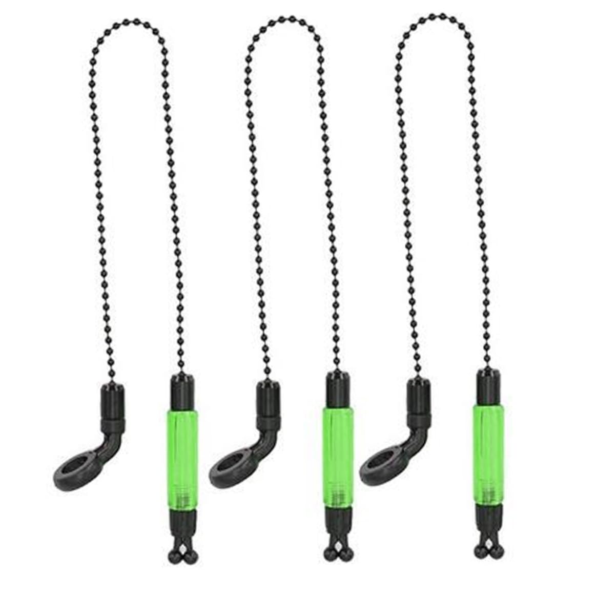 Indicateur de Morsure Chaînes de pêche à la Carpe Alarmes Bobines Cintres Alerter Tackle Vert 3PCS, Indicateur Morsure