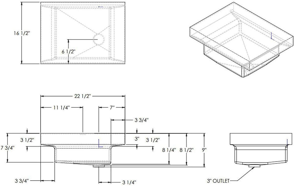 RecPro 9 Gallon RV Holding Tank 22 1/2" x 16 1/2" x 9" | Black Waste Water | 0450H | Includes Universal Installation Fittings Kit | Made in America
