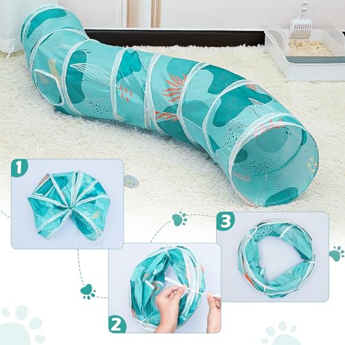 Glittme Cat Tunnel, Cat Tunnels para Gatos de Interior, S-Shape Peekaboo Cat Cave com Brinquedos par