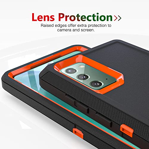Image of Case for Galaxy Note 20 with Clip, Heavy-Duty Tough Rugged Shockproof Drop Protective Cover Cases for Samsung Galaxy Note 20, Black+Orange