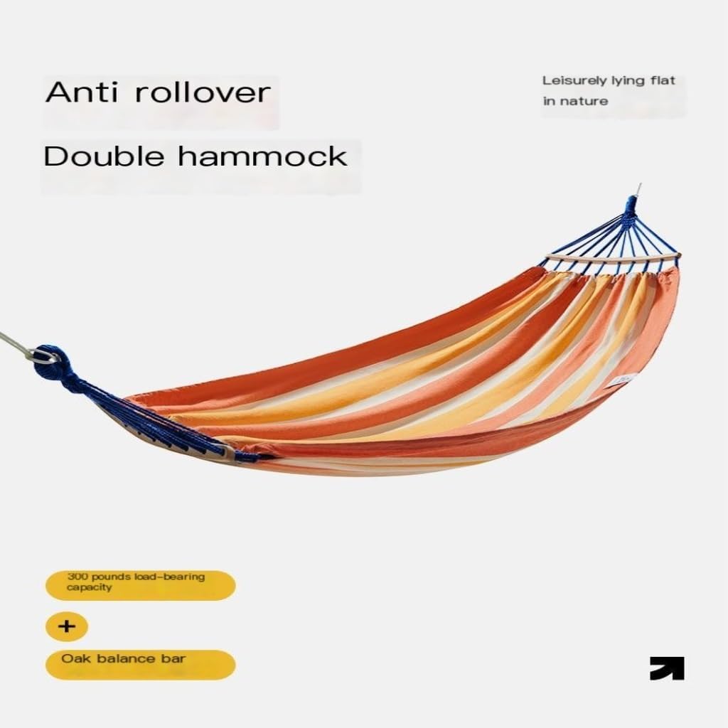 Hammock Double Hammock Outdoor Camping Single and Double Hammock Canvas Anti-Rollover Swing Adult Dormitory Hanging Chair Hammock Outdoor(Orange)