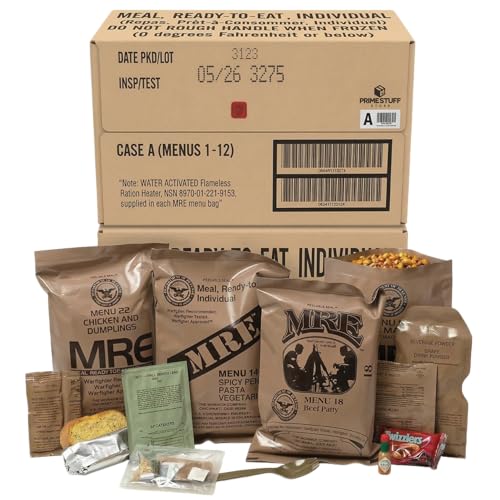 MRE Meals Ready to Eat – Military Survival Food Kit for Camping, Hiking, Hunting, Fishing, Outdoor Adventure & Emergency Preparedness – Complete Meal Rations with Flameless Heater, Long Shelf Life (Inspection Date 2026), Random Menu 3 Packs