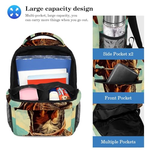 Sac à dos avec trousse à crayons chien 2 pièces grand format pour écolier