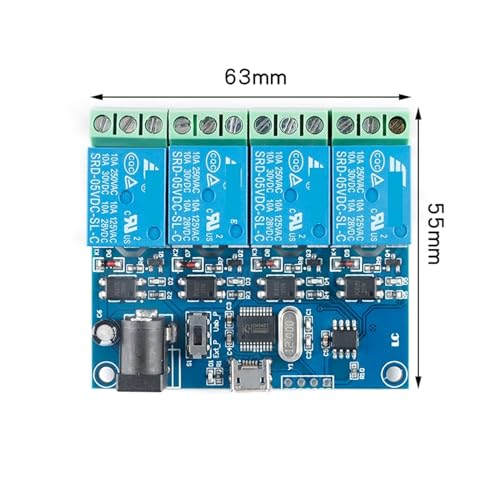 Módulo de relé USB de 4 canales LCUS-4 y puerto serie de 5V 6
