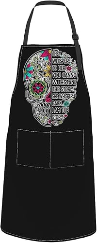 Miniatura 10 de Delantal para hombre y mujer, cuello ajustable con 2 bolsillos, delantales de cocina para cocinar, divertidos regalos de cumpleaños de Navidad