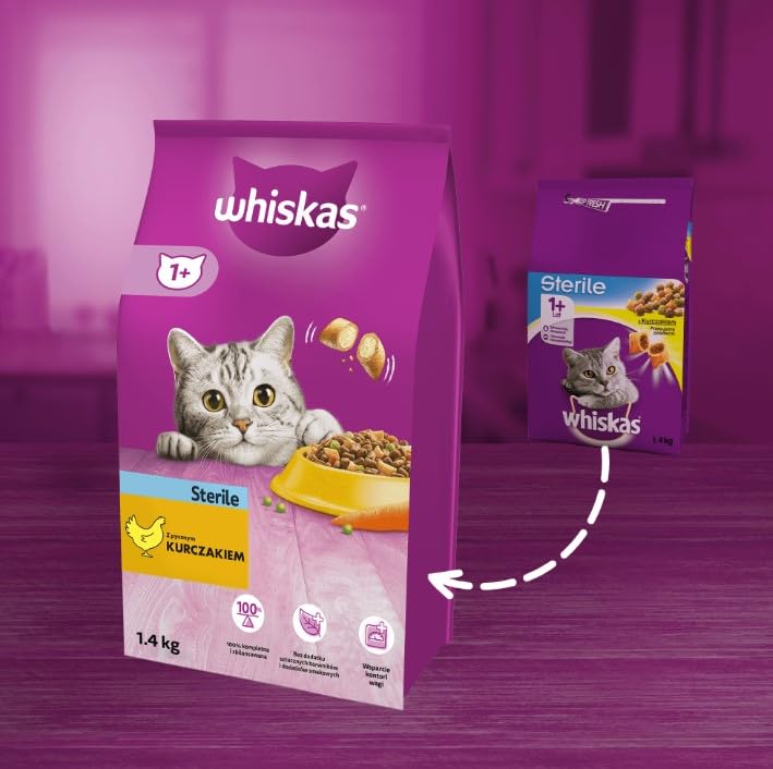 Lot de 6 Aliments pour Chats Adultes stérilisés au goût Poulet 1,4 kg
