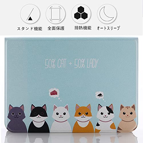 ipad 7/8/9 ipad 10.2 手帳型 かわいい 猫柄 ipad 9 ケースかわいい おしゃれ 薄型 オートスリープ スタンド機能 耐衝撃 ipad 10.2インチ ipad 7/8/9専用カバー(ブルー)