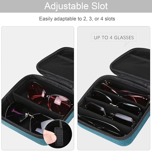 Image of Bukere Travel Sunglasses Organizer Case Adjustable Slot For Multiple Eyeglasses Hard-shell Portable Storage Box for Men Women