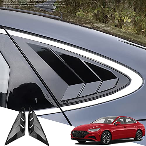 Great-luck ABS Material Racing Style Rear Side Window Louvers Air Vent Scoop Shades Cover Blinds Trim Exterior Accessories(Mirror Black) 2Pcs/Set for Sonata 2020 2021 2022