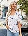 Zeagoo Womens Summer Top Casual V Neck Short Sleeve Floral Tee Shirts Ladies Tunic Tops for Legging White XL
