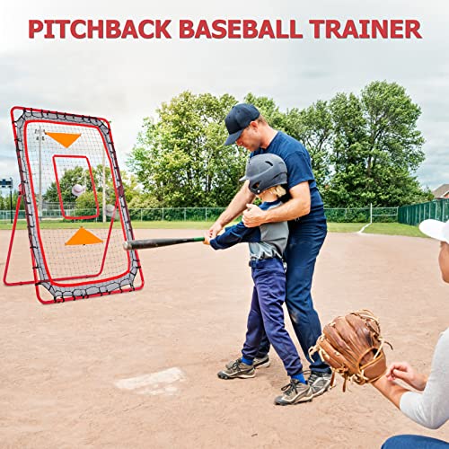 Ynszas 𝑵𝑬𝑾 𝑼𝑷𝑮𝑹𝑨𝑫𝑬 [2+1] Pitch Back Rebounder Net, 6X3.65 Ft, Adjustable Bounce Back Return Board Net For Baseball, Softball, Lacrosse, Volleyball, Tennis, Throwing Partner, Catching Trainer #TOP5