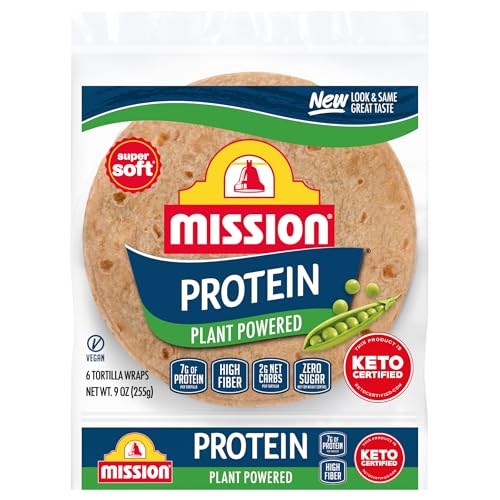 Mission Protein Tortilla Wraps, 6 Count, Vegan, Low Carb, High Fi...