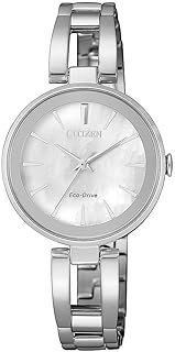 سيتيزين ساعة بمينا ابيض وسوار ستانلس ستيل للنساء - EM0631-83D