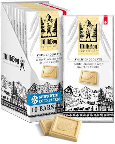 MilkBoy Swiss White Chocolate Bars with Bourbon Vanilla 10 Pack