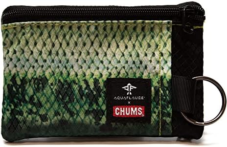 Chums Surf Shorts Wallet - Lightweight Minimalist Wallet with Zip and Transparent ID Window - Water Resistant with Key Ring
