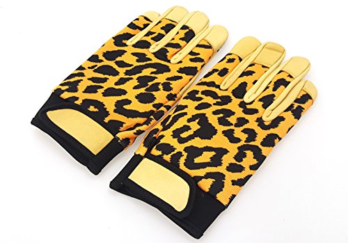 Guantes de freeride duraderos de piel de ciervo y longboard leopardo