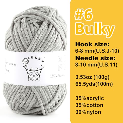 Image of 100g Yarn for Crocheting and Knitting,66yds /60m Cotton Yarn for Beginners,Cotton-Nylon Acrylic Blend Yarn for Beginners Crochet Kit Making(Silver)