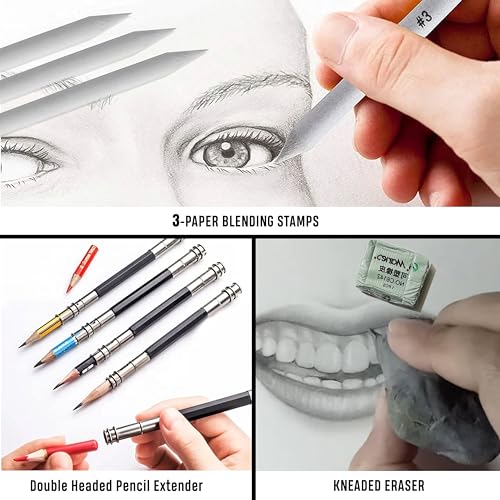 Image of DaKos Sketch Pencil Set - Drawing Pencil Set and Shading Pencil Set for Artists, with A5 Drawing Sketch Book, Perfect Sketching Kit of Charcoal Pencil and Shading Art (23 Pcs.)