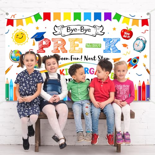 Save 50% on White Preschool Kindergarten Graduation Backdrop Banner