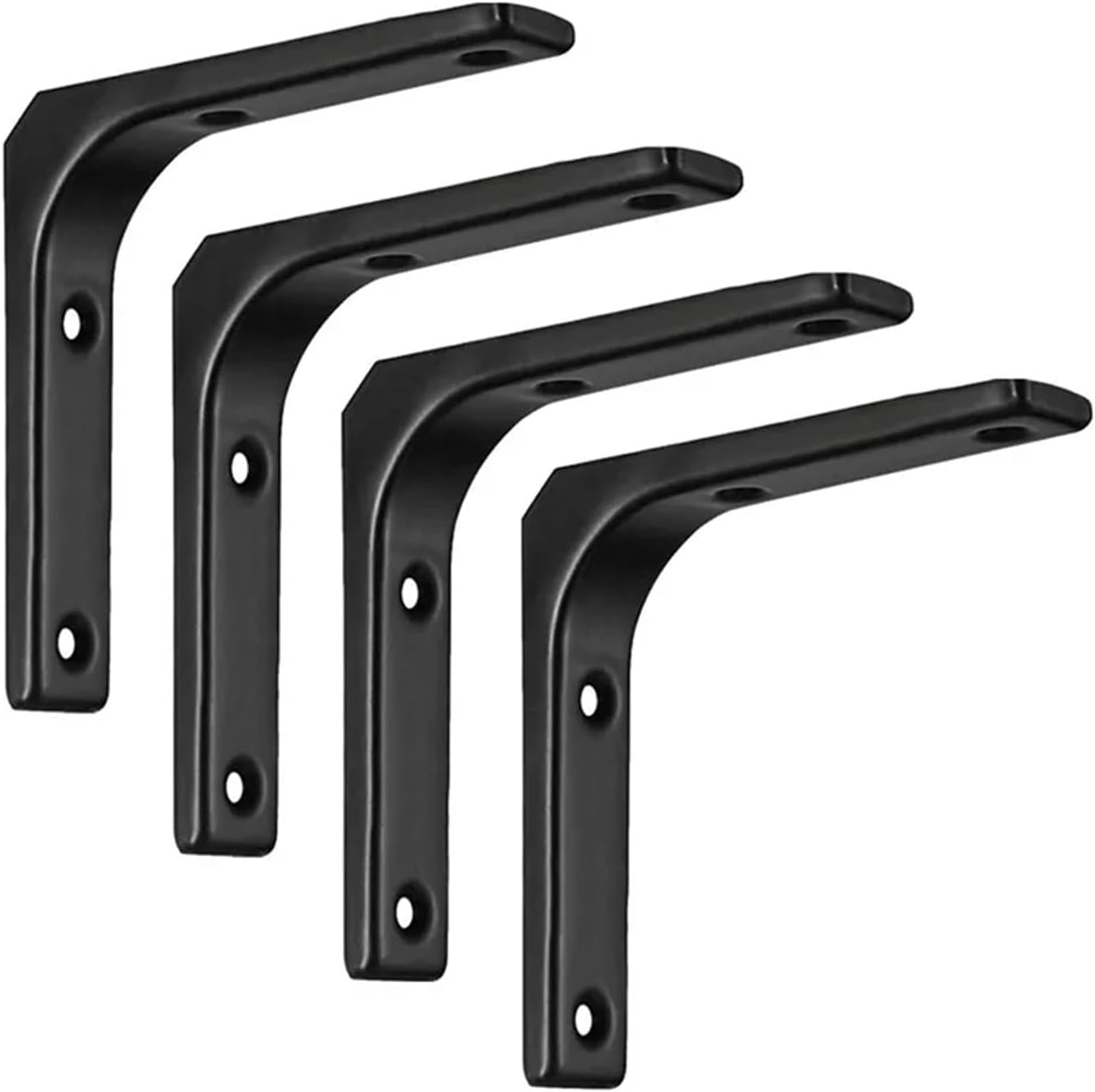 Shelf Brackets 8PCS Shelf Brackets L-Shaped Floating Wall Shelves Black and White Stainless Steel bore Stand Bracket Support Hardware Home for Shelves Wood Furniture(Black-A)