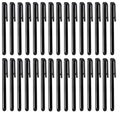 Premium 30 Pack Stylus Compatible with Oppo Find X5 Lite Short Slim Touch Medium Tip Pen for All Capacitive Touch Medium Tip Screens! (Black)