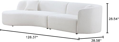 Miniatura 2 de Juego de 2 piezas moderno sofá curvado de tela Boucle con marco de madera maciza, acolchado de alta resistencia y cuatro cojines, perfecto para sala