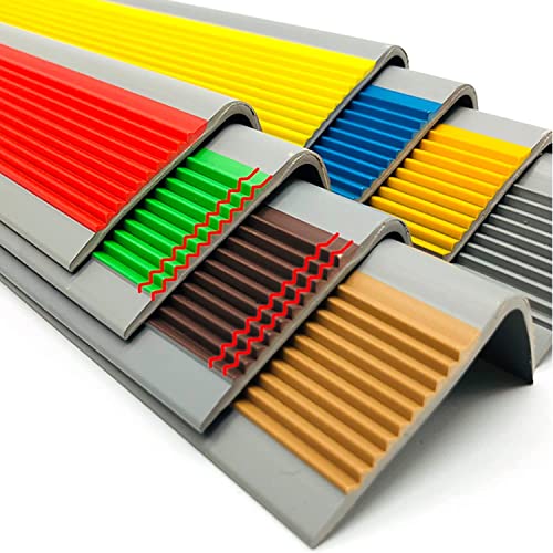 Image of Self-Adhesive Rubber Step Protector Edge Trim Strips,L-Shaped Corner Guard Staircase Threshold Strip,Anti Slip Tread, Used for Indoor Outdoor Tile(Pack of 2,2 Meter)