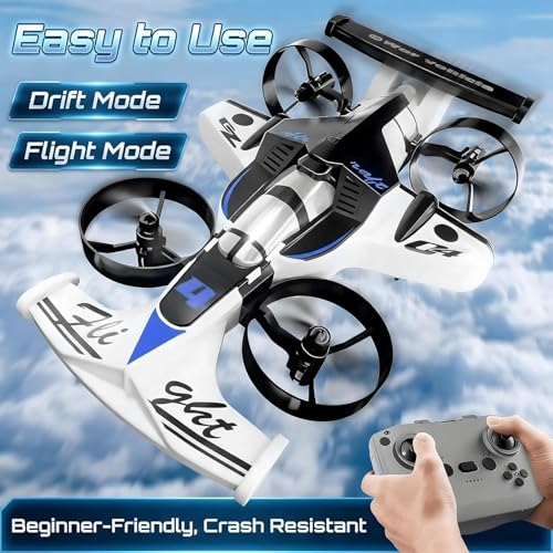 Image of 2-in-1 Flying Car & Stunt Drone - Mini Indoor Drone, 2 in 1 RC Quadcopter & Flying Car Toys, 2.4Ghz Remote Control 4WD Stunt 3 Speeds Adjustable, Birthday Xmas Gifts..