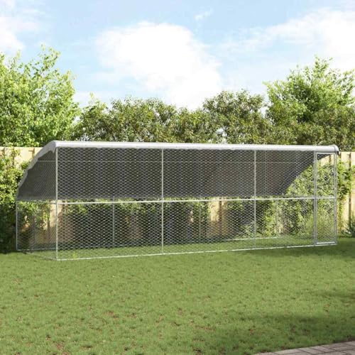 vidaXL Hundekäfig 3 pcs Silber 6 x 2 x 2 m Verzinkter Stahl, Moderne Hundehütte, Regenfeste Hundehütte, Robustes Haustierhaus, Wetterfeste Unterkunft, Sicherer Außenbereich, Stylishe Unterbringung