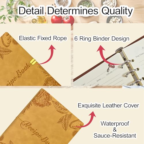 Image of GoShambar Blank Recipe Book to Write in Your Own Recipes, Leather Cookbook