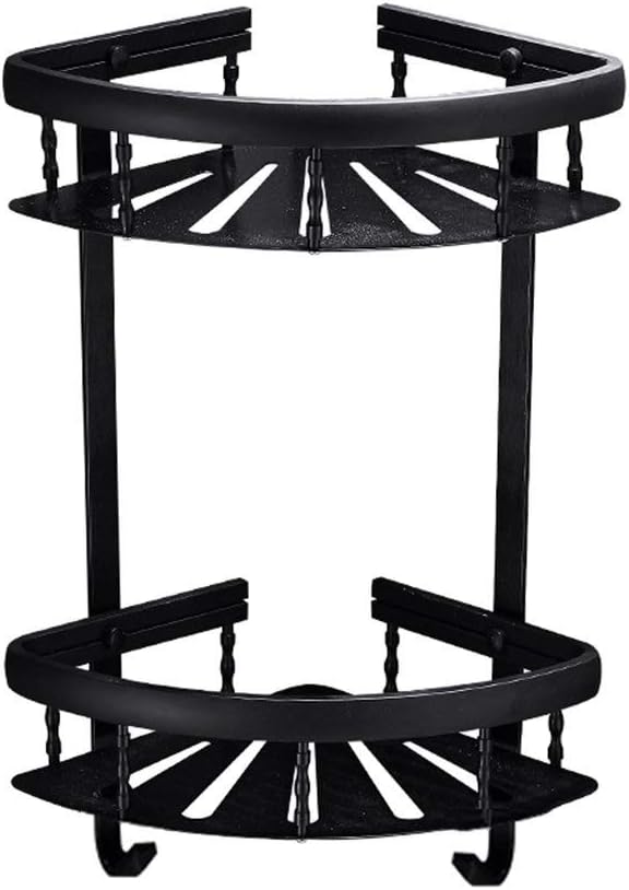 2-Tier Wall-Mounted Metal Wire Organizer Shelf, Bathroom Storage Rack, Black