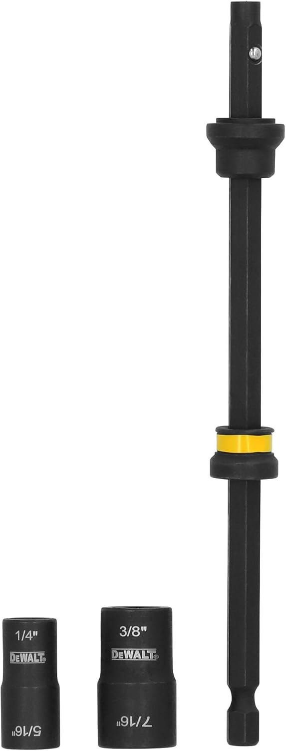 DEWALT FLEXTORQ Socket and Socket Extension, SAE, 4-in-1, with 6 inch Extension, Double Ended Nut Driver (DWADENDEXT-2)