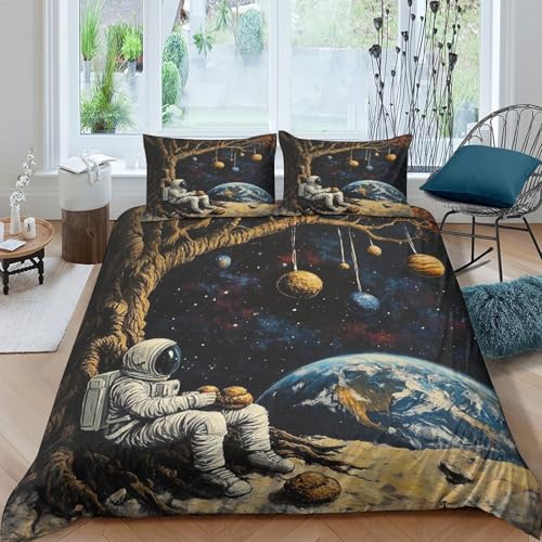 Housse de couette astronaute 220x240cm avec impression 3D haute définition
