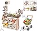 Supermarket Play Set Kids Pretend Play 64-Piece Grocery Store Toy with Shopping Cart, Scanner, Register & Play Food for Kids Toddlers for 3 4 5 6 Years