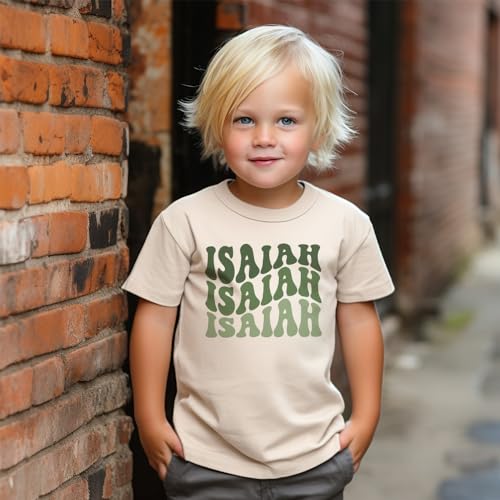 Groovy Green Boys Personalized Name Toddler Shirt - Retro Custom Name T-Shirt - Natural Toddler Youth Tee3