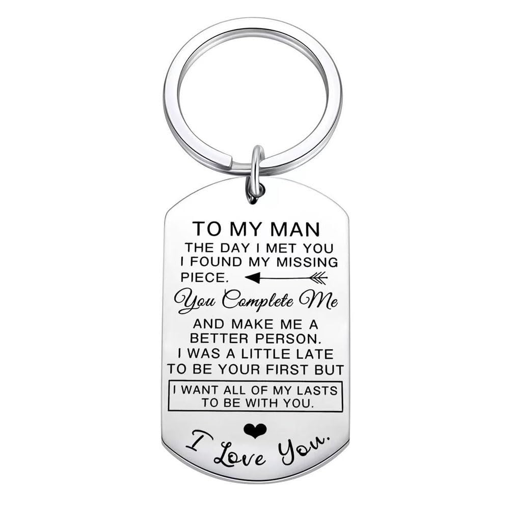 Shilipu Unisex Multicolour To My Man Valentine Keyring Boyfriend Husband Keychain Anniversary Key Rings For Husband Couple Men Key Chain