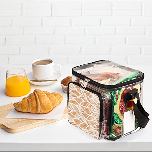 Bisibuy Abstract Line Clear Lunch Bag Stadium Approved Pvc Plastic See Through Lunch Box With Adjustable Strap For Sports Events Concerts Office #TOP6